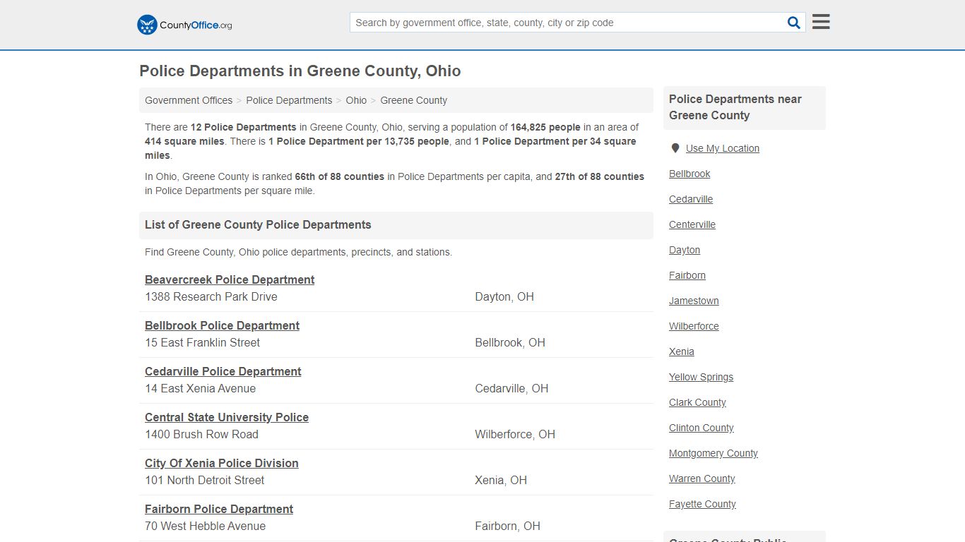 Police Departments - Greene County, OH (Arrest Records & Police Logs)